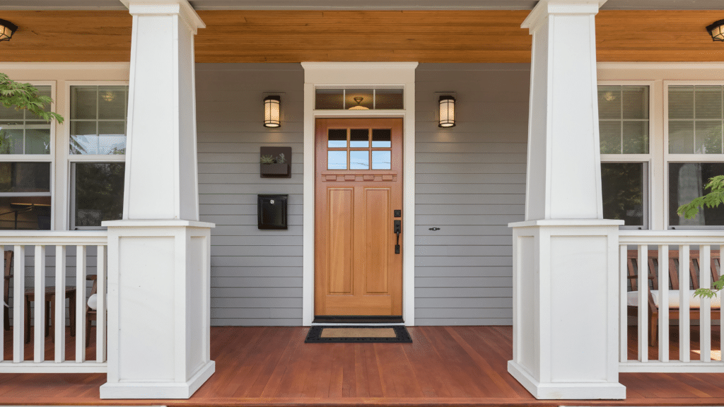 wooden deck and wooden door