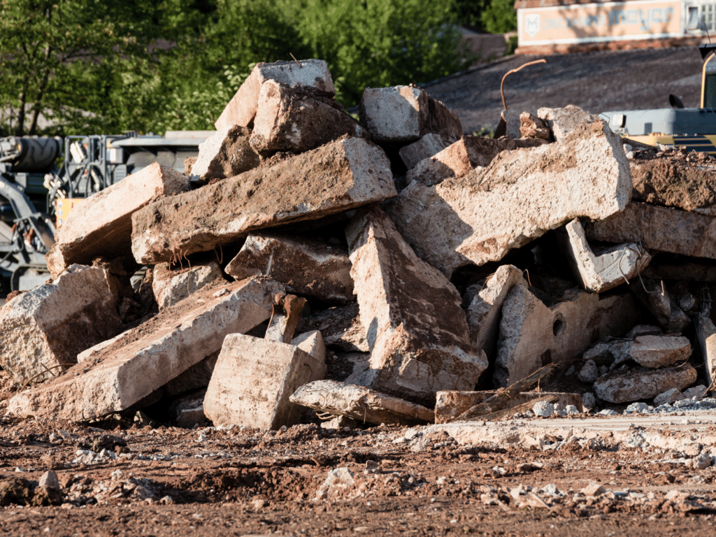 Residential Building Demolition Concrete Waste