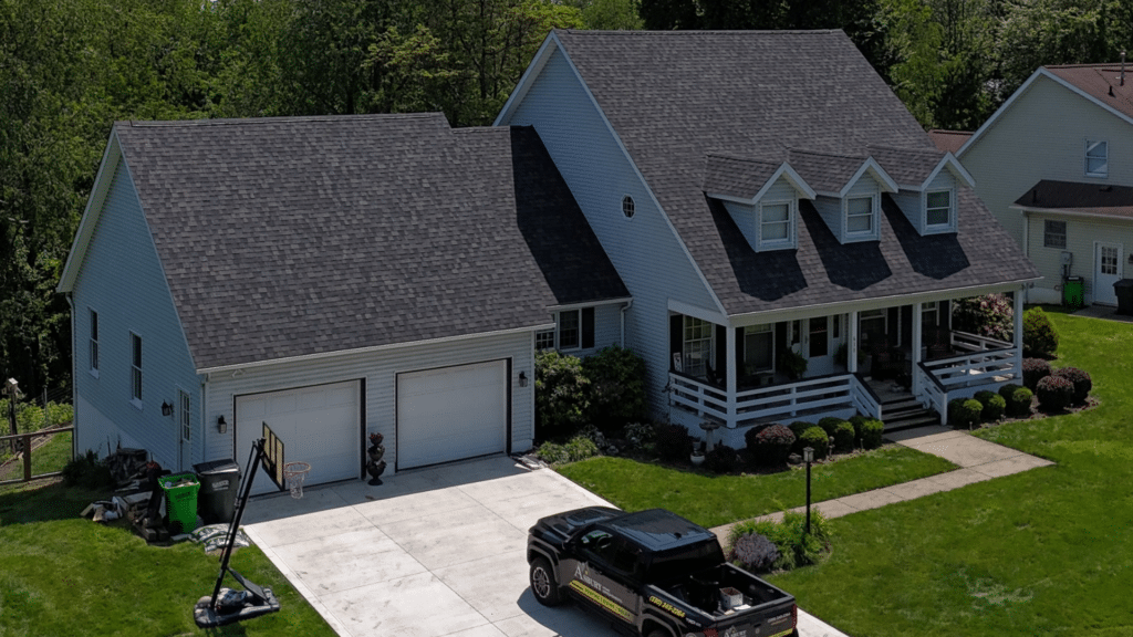 Asbury Roofing New House and Garage Shingle Roof Installation